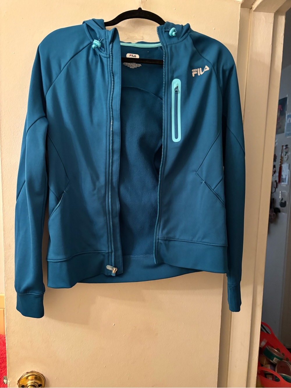 FILA Women's Teal Hooded Utility Jacket with Mint Trim